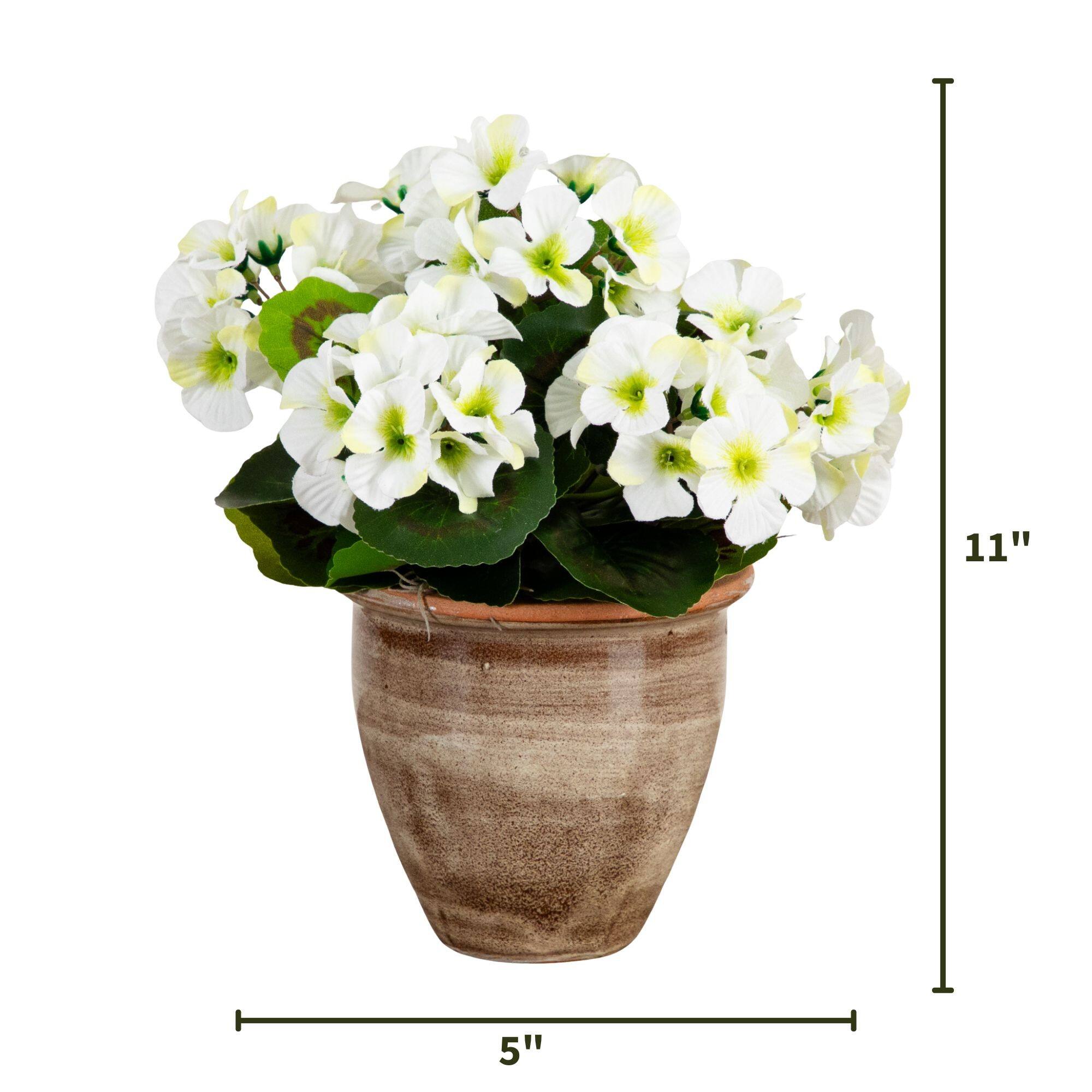 11" UV Resistant Artificial Geranium in Ceramic Planter (Indoor/Outdoor)